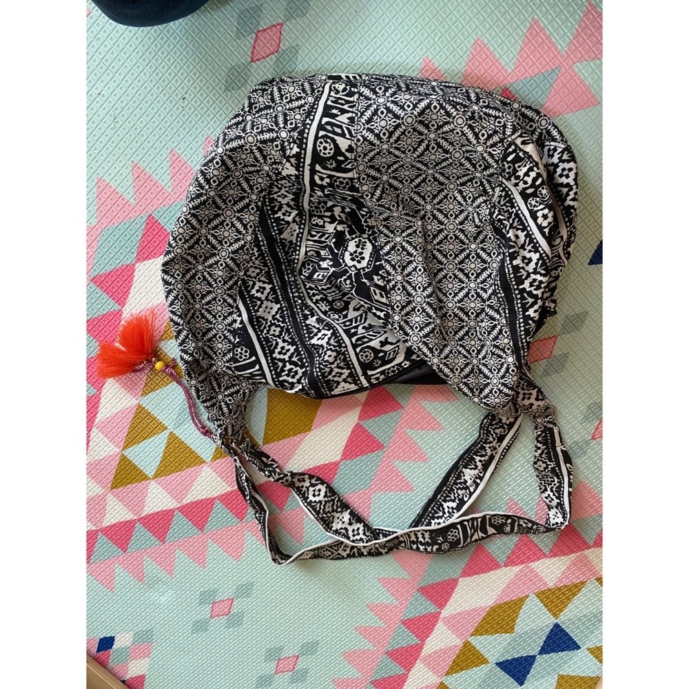 Mossimo Black and White Tribal Print Duffel Bag
